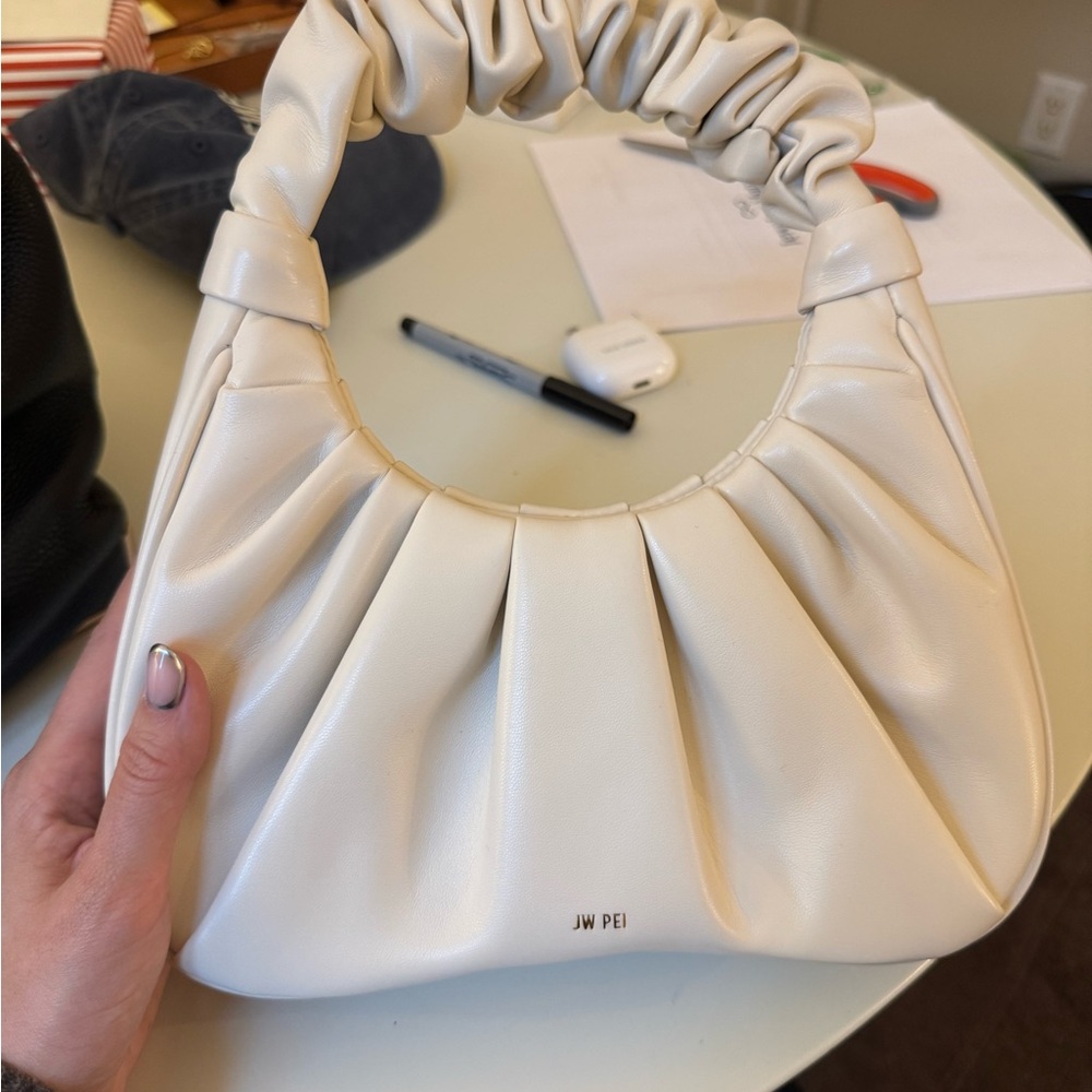JW PEI Pleated Cream Shoulder Bag